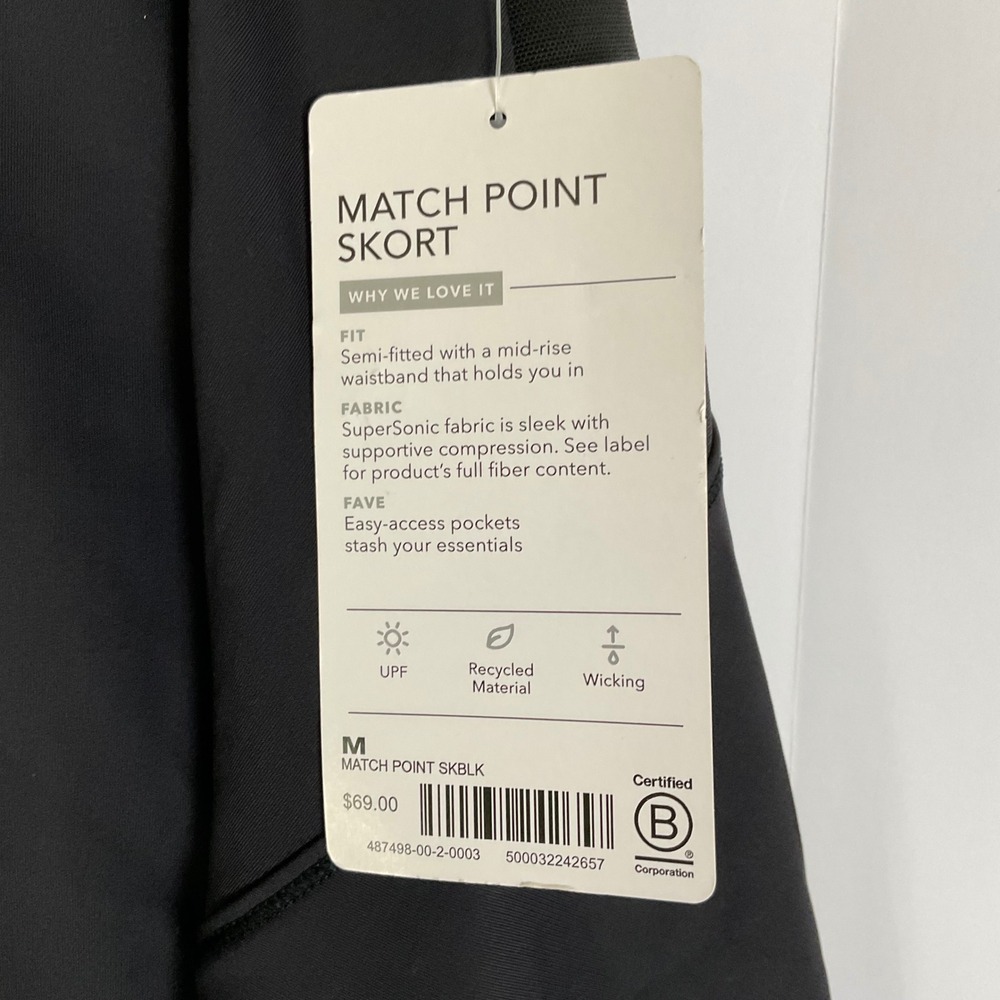 Athleta Match Point Skort Black Women Medium 487498 Athletic Tennis Golf Skirt - Picture 4 of 11